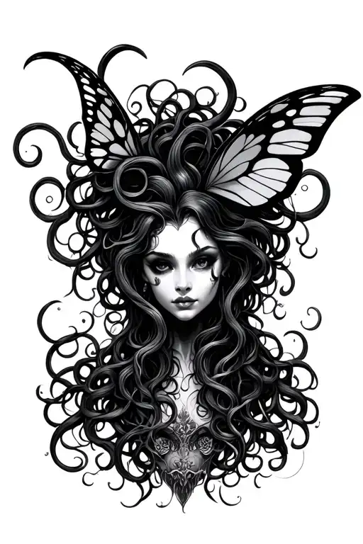 Poison Tree Medusa Butterfly Maleficent tattoo design idea