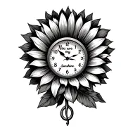 clock, sunflower, fish hook, you are my sunshine tattoo design idea