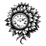 clock, sunflower, fish hook, you are my sunshine tattoo design idea