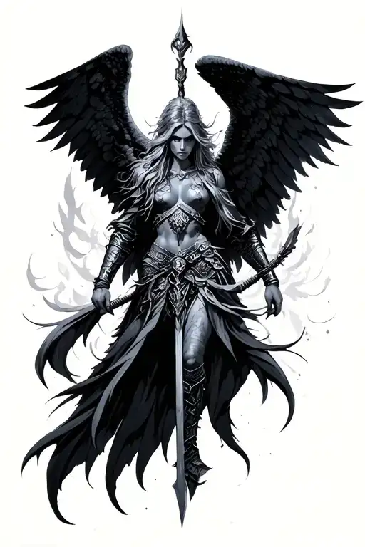 Warrior Angel tattoo design idea