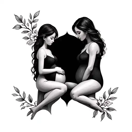 Mother-daughter Difficult pregnancy tattoo design idea