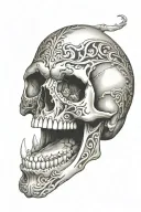 skull with open mouth tattoo design idea