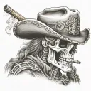 skeleton cowboy smoking cigar tattoo design idea