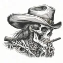 skeleton cowboy smoking cigar tattoo design idea