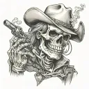 skeleton cowboy smoking cigar tattoo design idea