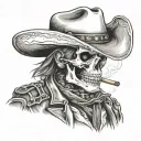skeleton cowboy smoking cigar tattoo design idea