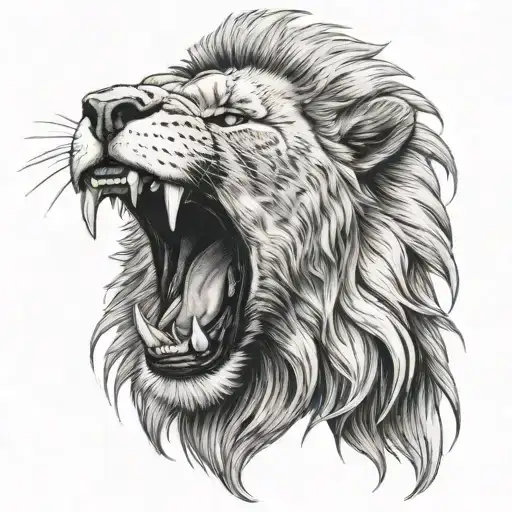 roaring lion with half of his face as a lion skull tattoo design idea