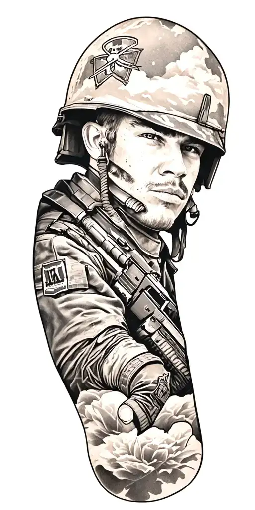 sleeve tattoo that is military themes tattoo design idea
