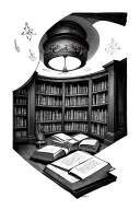 cozy library tattoo design idea
