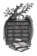 cozy library tattoo design idea