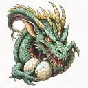 Angry dragon holding egg tattoo design idea