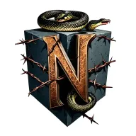 barbed wire, snake, snakeskin, concrete cubes, N letter tattoo design idea