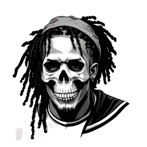 nba youngboy an skull face tattoo design idea