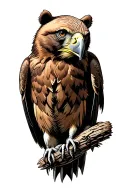 red tailed hawk and brown bear  tattoo design idea
