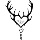 deer antlers making a heart with a fish hook Add I love you baby girl ~dad tattoo design idea