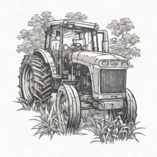 overgrown tractor tattoo design idea