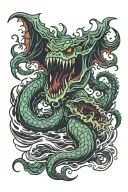undead sea monster tattoo design idea