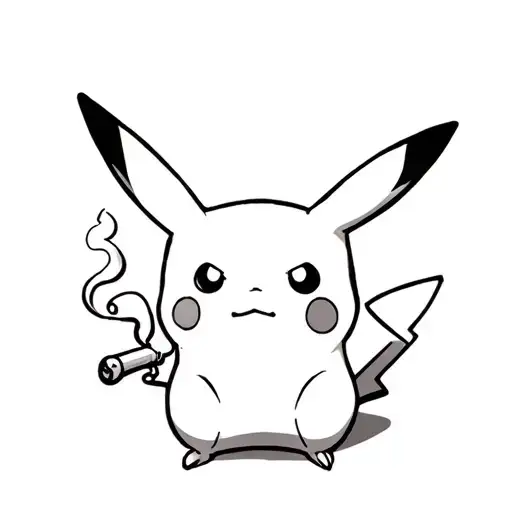 Pikachu smoking joint tattoo design idea