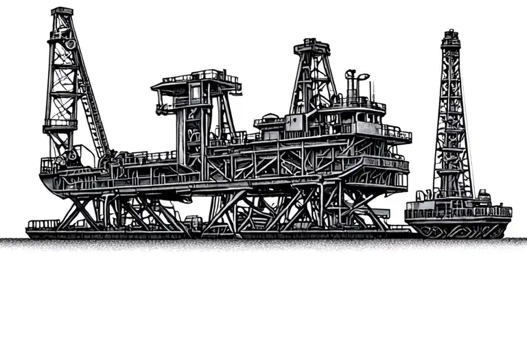 oil rig drilling rig tattoo design idea