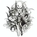 dc comics Gotham with villains whole leg sleeve tattoo design idea