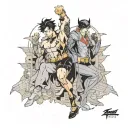 dc comics Gotham with villains whole leg sleeve tattoo design idea