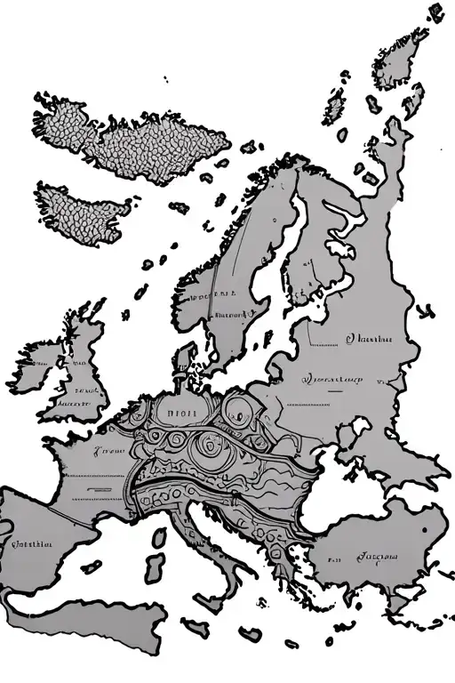 viking ship map of europe including tattoo design idea
