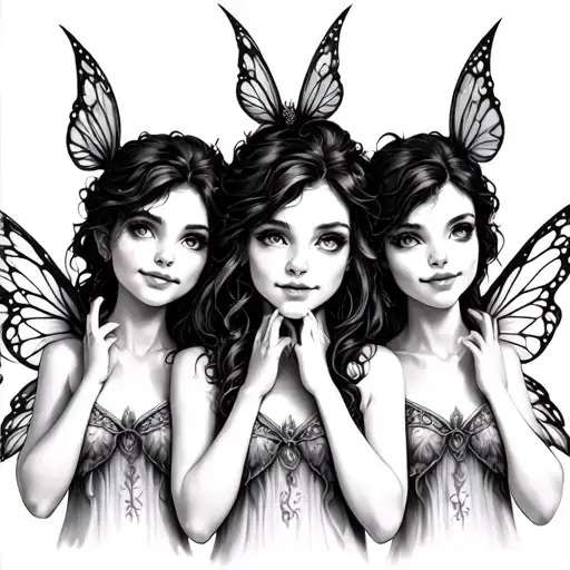 3 fairies hear no evil sexy cheeky grin looking tattoo design idea