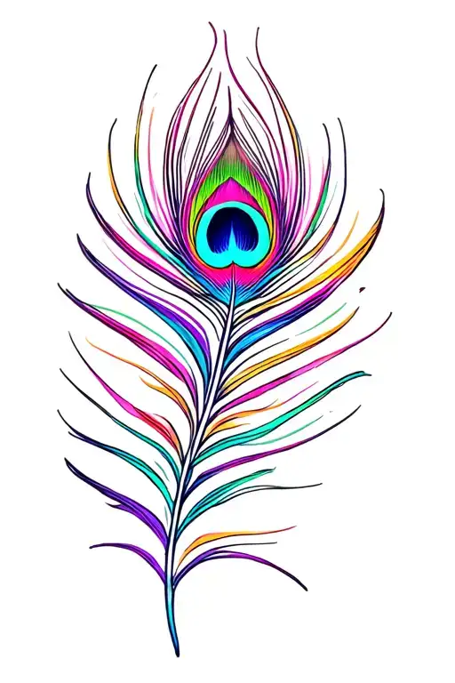 Colourful peacock feather attached tattoo design idea
