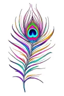 Colourful peacock feather attached tattoo design idea