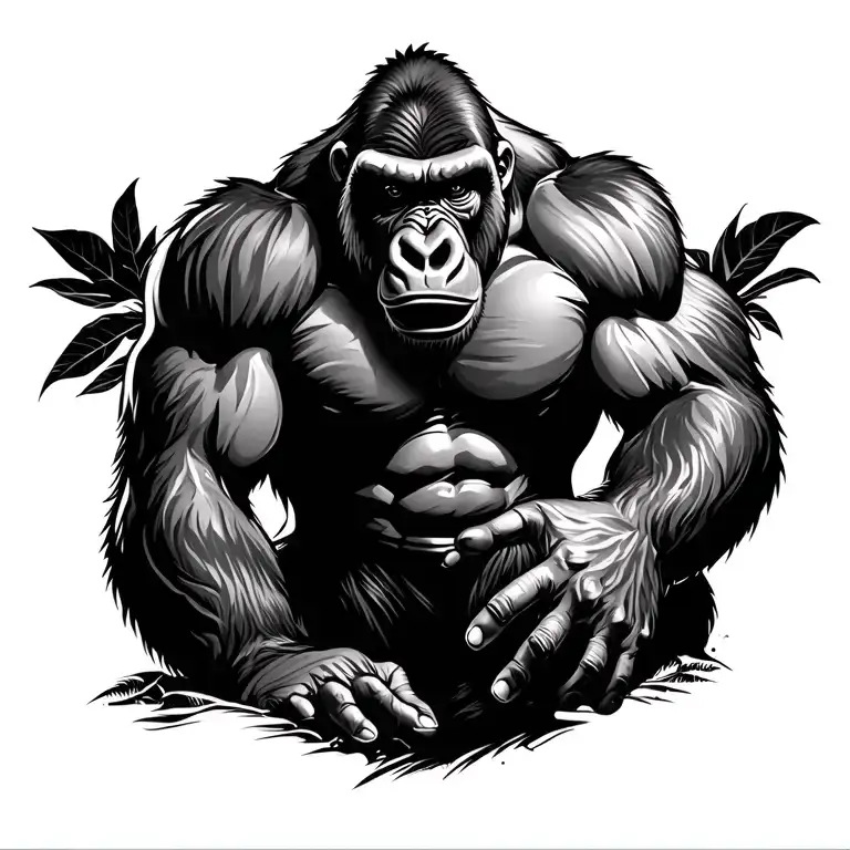 muscular agreesive gorilla tattoo design idea