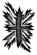 Union Jack with maple leaf black and white  tattoo design idea