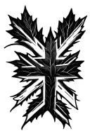 Union Jack with maple leaf black and white  tattoo design idea