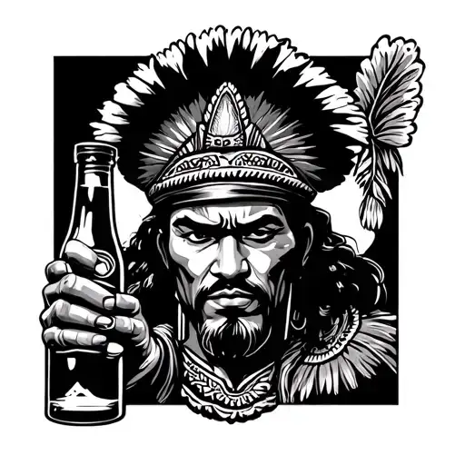 Filipino Mexican Tribal Warior holding Alcohol tattoo design idea