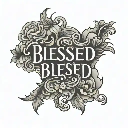 blessed written tattoo design idea