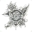 blessed written tattoo design idea