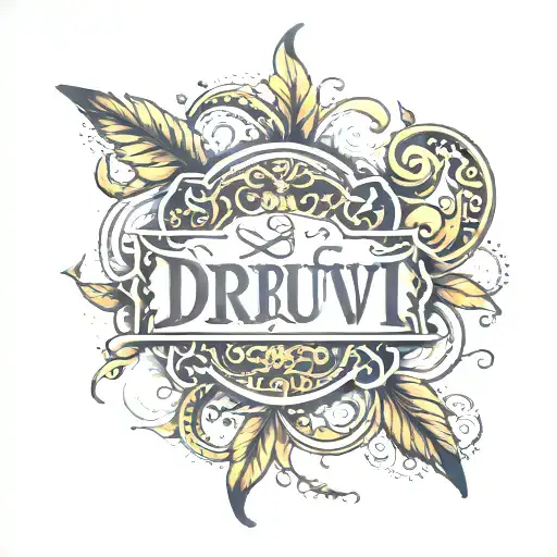 dhruvi name in hidden message tattoo design idea