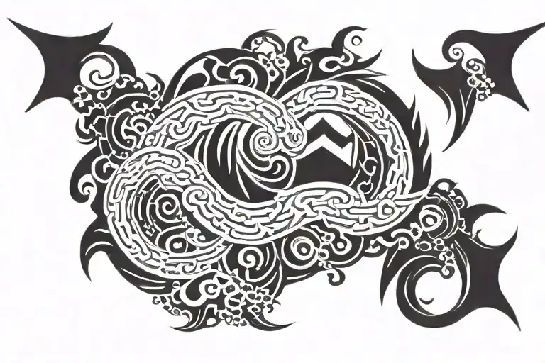 Japanese write water, earth air water tattoo design idea