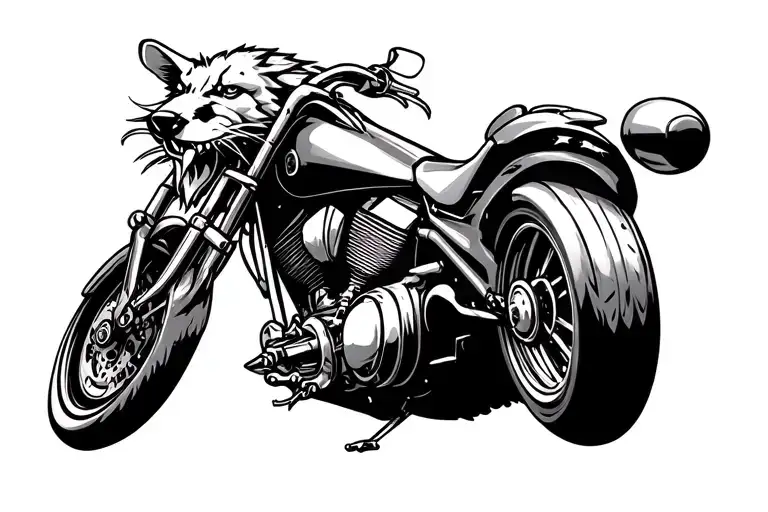 Motorcycle throttle tattoo snarling wolf's head on one end, tapering down to a thin line. tattoo design idea