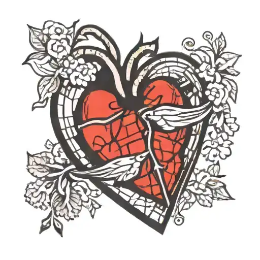 patchwork broken heart tattoo design idea