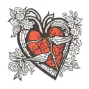 patchwork broken heart tattoo design idea
