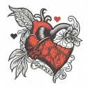 patchwork broken heart tattoo design idea