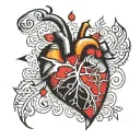 patchwork broken heart tattoo design idea