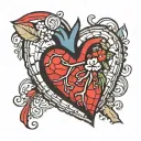 patchwork broken heart tattoo design idea