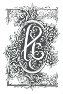 first name Noélie Leane gothic letter in the background tattoo design idea