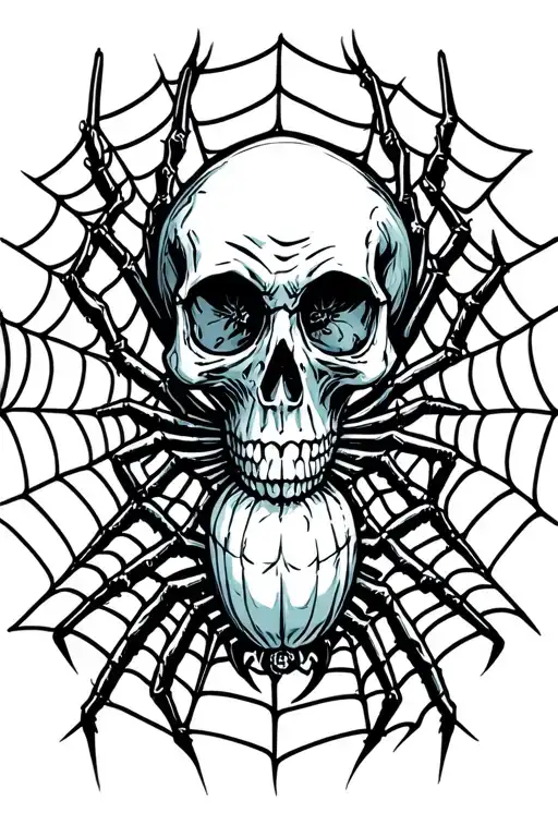 skull spider web tattoo design idea