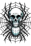 skull spider web tattoo design idea