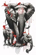 3 headed elephant tattoo design idea