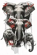3 headed elephant tattoo design idea
