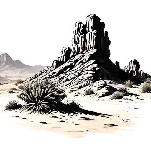 desert landscape tattoo design idea