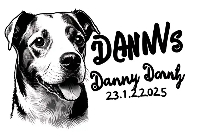 My dogs name "Danny" with his death date 23.12.2025, and a little paw tattoo design idea